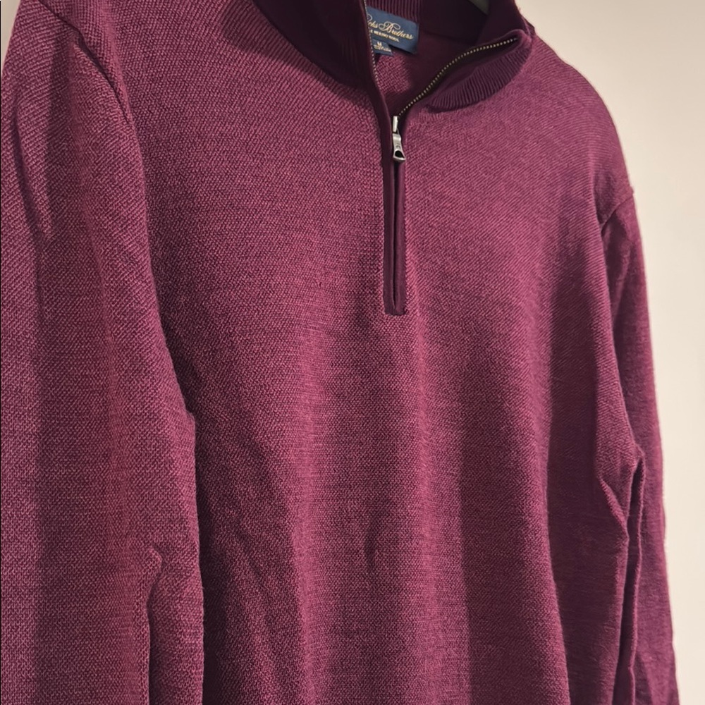 Brooks Brothers Men's Zip-Neck Sweater in Wine - Picture 4 of 6